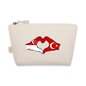 Singapore Turkey Flag Hands Heart Shape - Organic Pouch - nature - Front