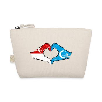 Drapeau ouïghour de Singapour mains en forme de coeur utilisé - Trousse biologique - nature - Devant