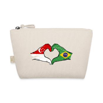 Singapore Brazil Flag Hands Heart Shape Used - Organic Pouch - nature - Front