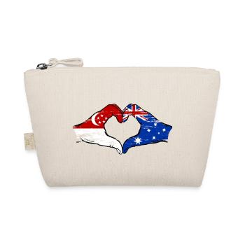 Singapore Australia Flag Hands Heart Shape Used - Organic Pouch - nature - Front