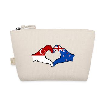 Singapore New Zealand Flag Hands Heart Shape - Organic Pouch - nature - Front