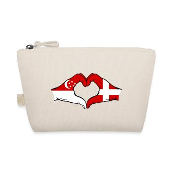 Singapore Denmark Flag Hands Heart Shape - Organic Pouch - nature - Front