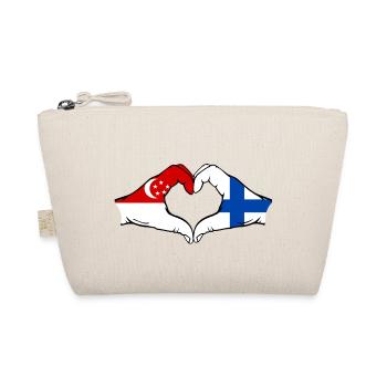 Singapore Finland Flag Hands Heart Shape - Organic Pouch - nature - Front