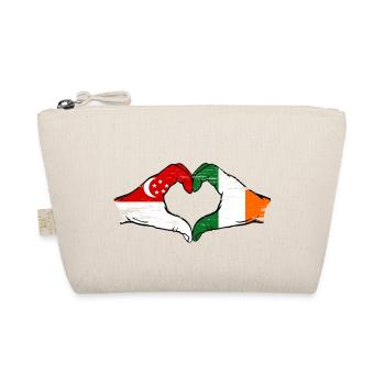 Singapur Irland Flagge Hände Herzform used - Bio-Täschchen - Natur - Vorne