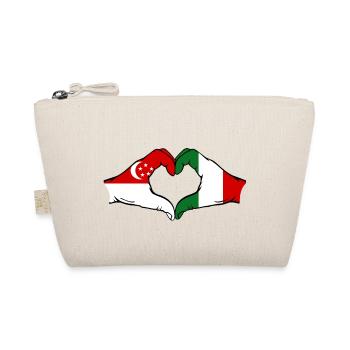 Singapore Italy Flag Hands Heart Shape - Organic Pouch - nature - Front