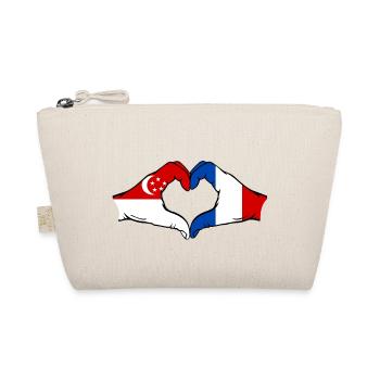 Singapour France Drapeau Aiguilles Forme Coeur - Trousse biologique - nature - Devant