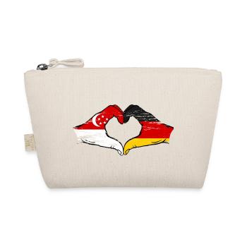 Singapur Deutschland Flagge Hände Herzform used - Bio-Täschchen - Natur - Vorne