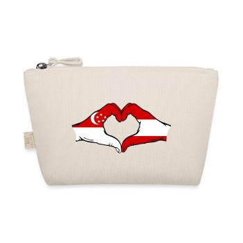 Singapore Austria Flag Hands Heart Shape - Organic Pouch - nature - Front