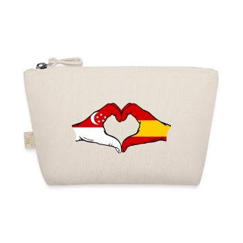 Singapore Spain Flag Hands Heart Shape - Organic Pouch - nature - Front