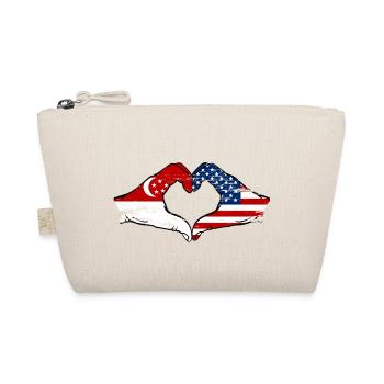Singapore USA Flag Hands Heart Shape Used - Organic Pouch - nature - Front