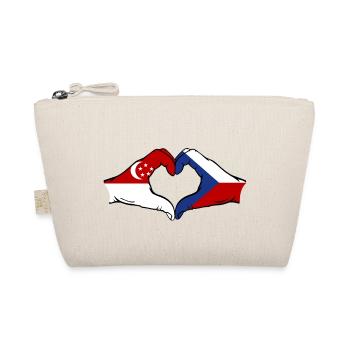 Singapore Czech Republic Flag Hands Heart Shape - Organic Pouch - nature - Front