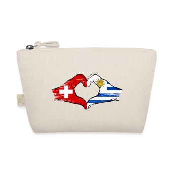 Switzerland Uruguay Flag Hands Heart Shape Used - Organic Pouch - nature - Front