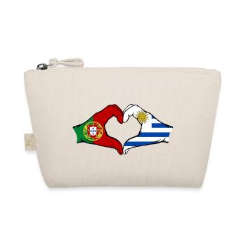 Portugal Uruguay Flag Hands Heart Shape - Organic Pouch - nature - Front