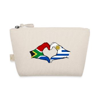 Südafrika Uruguay Flagge Hände Herzform - Bio-Täschchen - Natur - Vorne