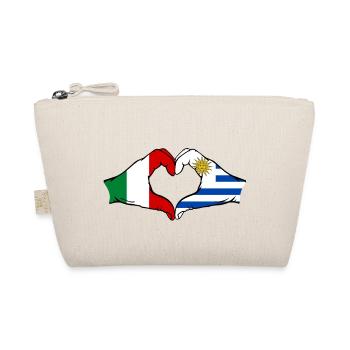Italy Uruguay Flag Hands Heart Shape - Organic Pouch - nature - Front