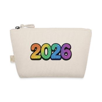 Neon Glitter Jahreszahl 2026 - Bio-Täschchen - Natur - Vorne