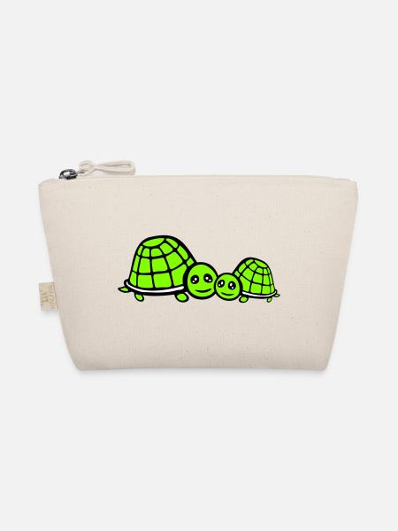 2 Turtles Mom Dad Child Family Love Cute - Organic Pouch - nature - Front