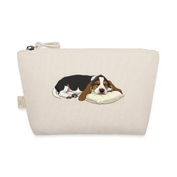 Schlafender Basset Hound auf Kissen - Bio-Täschchen - Natur - Vorne