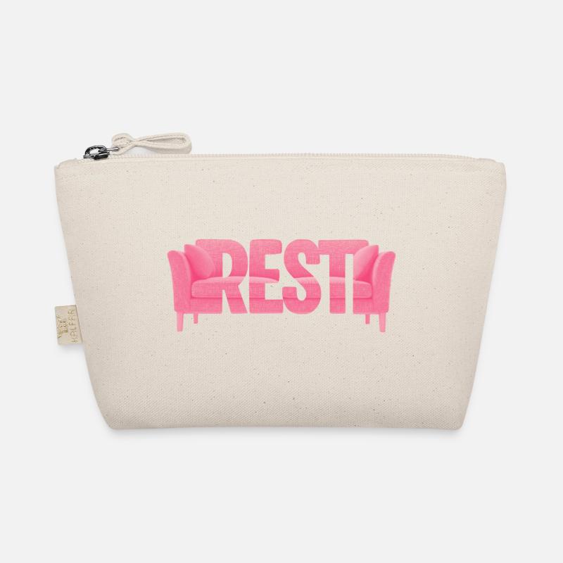 Rest Typography Sofa Pink Design Organic Pouch