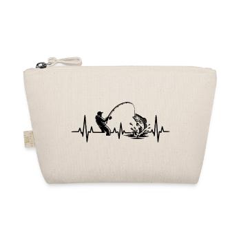 Angeln Herzschlag EKG Angler Silhouette - Bio-Täschchen - Natur - Vorne