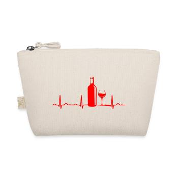 EKG HERZLINIE WEIN / WEINFLASCHE / WEINGLAS Red - Bio-Täschchen - Natur - Vorne