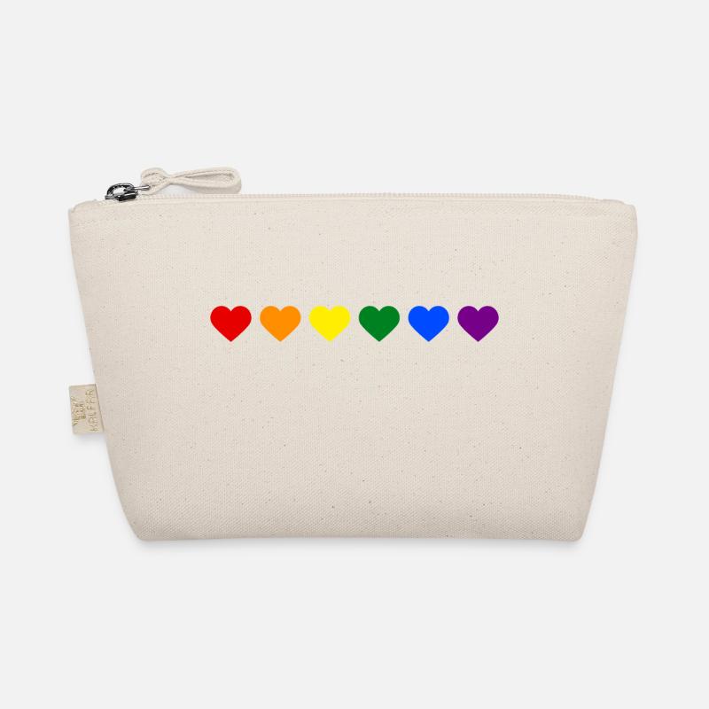 Rainbow heart - Organic Pouch - nature