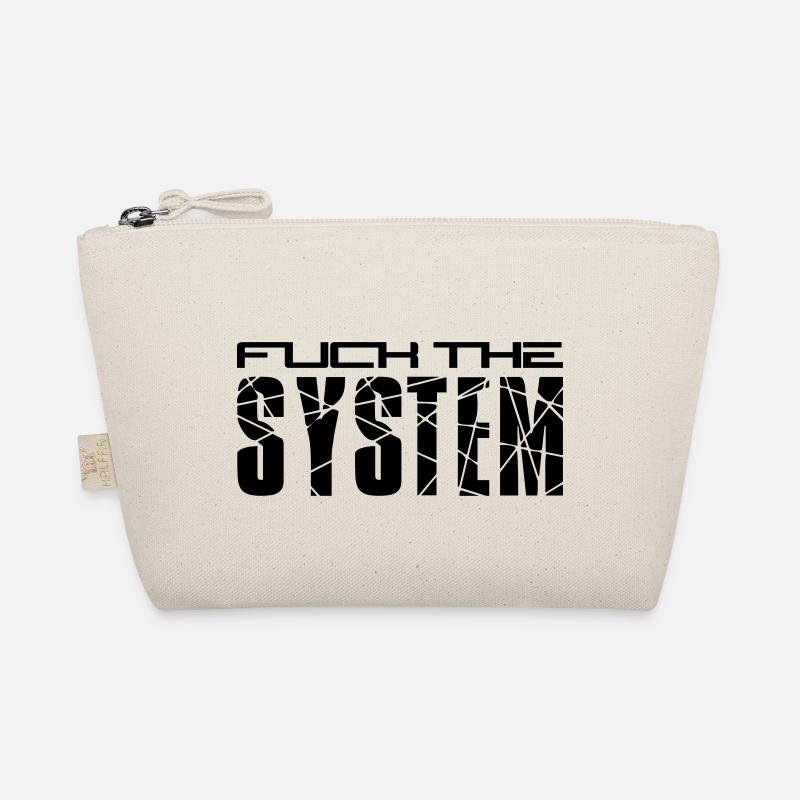 fuck the system text logo design spruch anarchie p Bio-Täschchen