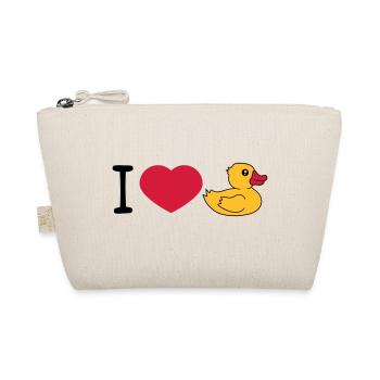 love i love heart squeaky duck rubber duck bath duck - Organic Pouch - nature - Front
