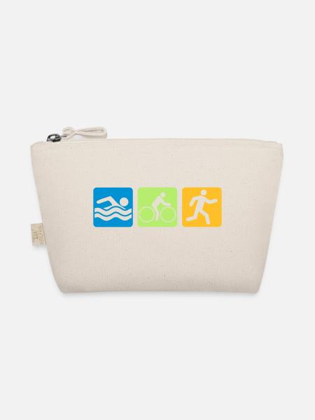 bunt sport buttons piktogramm cool logo swim bike - Bio-Täschchen - Natur - Vorne