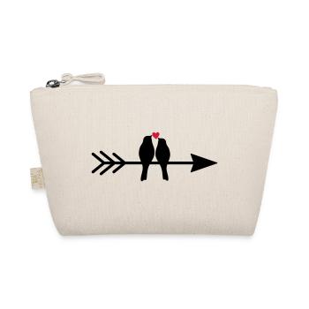 Oiseau oiseaux coeur couple sur flèche cadeau amour - Trousse biologique - nature - Devant