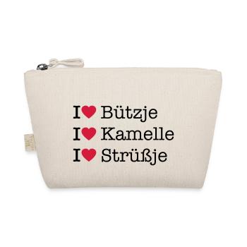 I LOVE Bützje Kamelle Strüßje - Kölner Karneval - Bio-Täschchen - Natur - Vorne