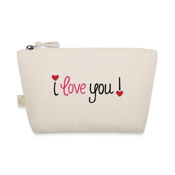 Valentine's Day I Love You Hearts - Organic Pouch - nature - Front