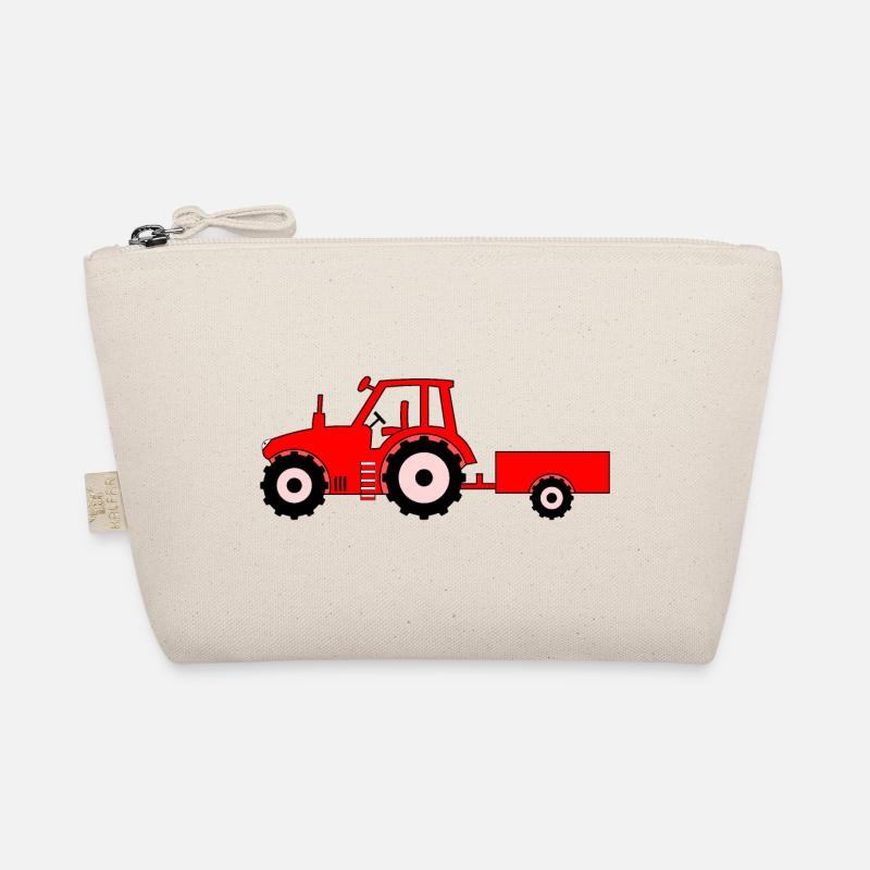 Traktor mit Anhänger rot Bio-Täschchen