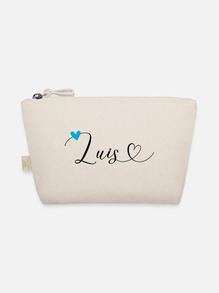 Luis Surname First name Calligraphy Heart - Organic Pouch - nature - Front