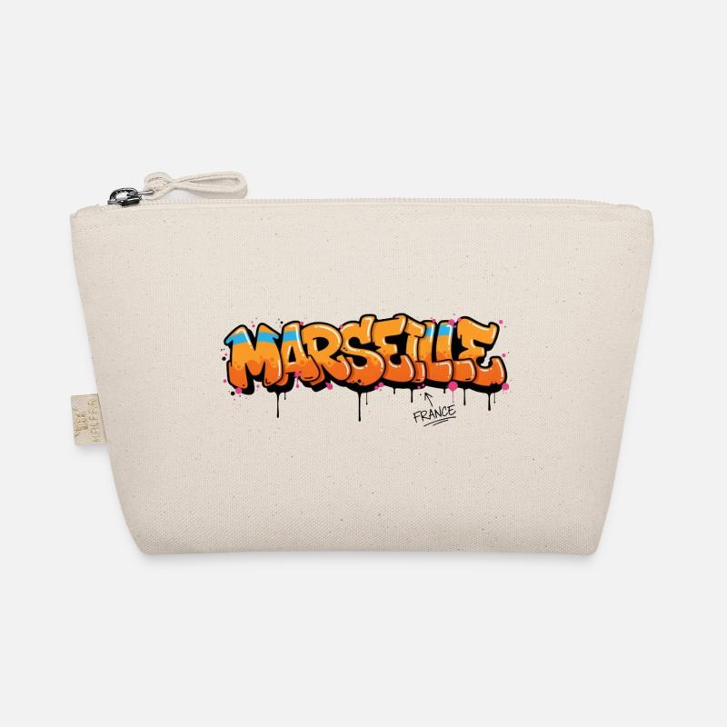 Graffiti Marseille Schriftzug mit Spritzern - Bio-Täschchen - Natur