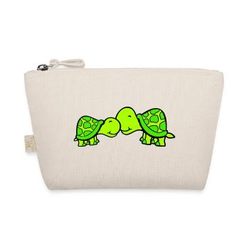 2 turtles cuddling sweet kissing couple love team - Organic Pouch - nature - Front