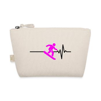 SNOWBOARDERIN HERZSCHLAG PINK, WINTERSPORT - Bio-Täschchen - Natur - Vorne
