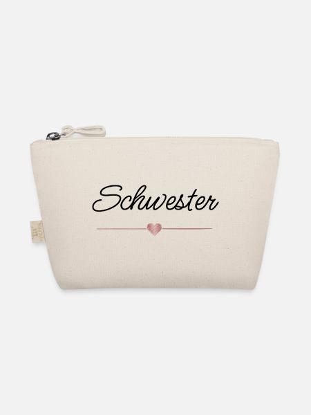 Schwester Herz Geschenk Familie Liebe - Bio-Täschchen - Natur