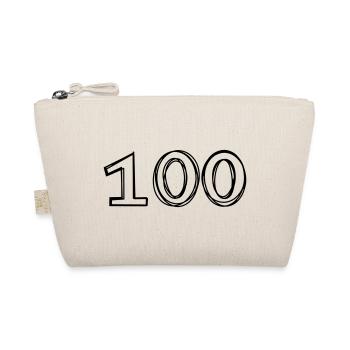 Zahl 100 handgezeichnet - Bio-Täschchen - Natur - Vorne