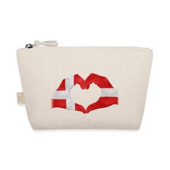 Hand-Herz Dänemark Flagge 010 AllroundDesigns - Bio-Täschchen - Natur - Vorne