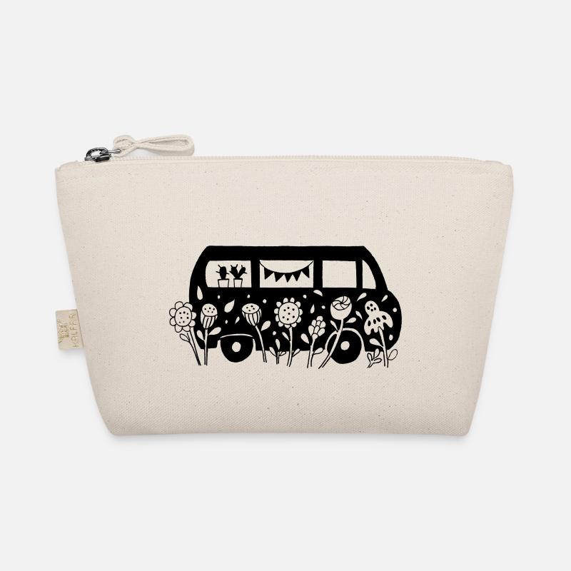 Flower Power Bus Liebe Florale Illustration - Bio-Täschchen - Natur