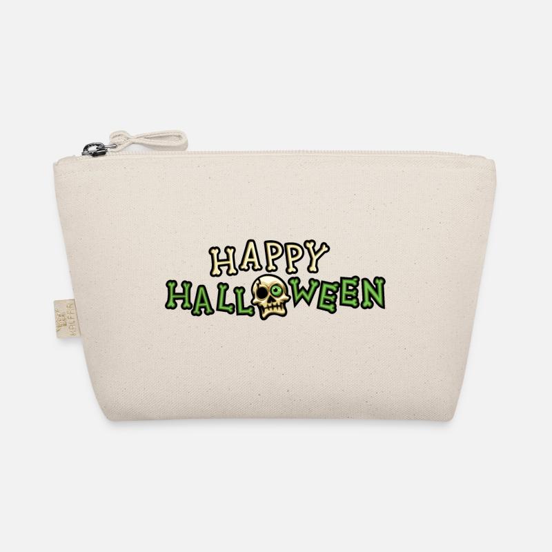 Happy Halloween Spruch Totenkopf Skull Knochen - Bio-Täschchen - Natur