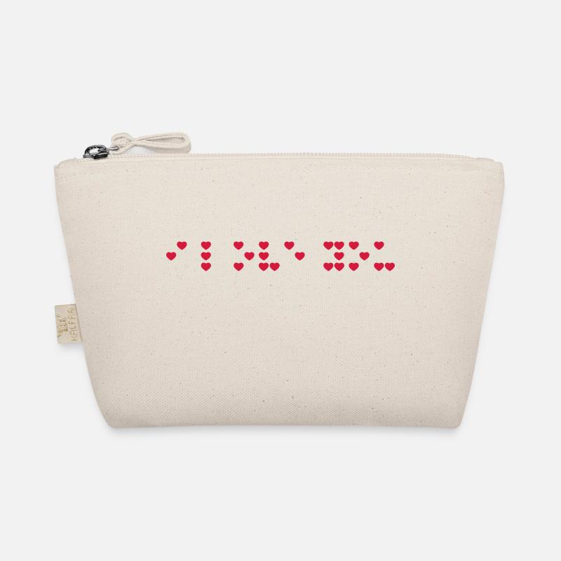 Ich liebe dich in Braille-Code, Braille-Schrift. Bio-Täschchen