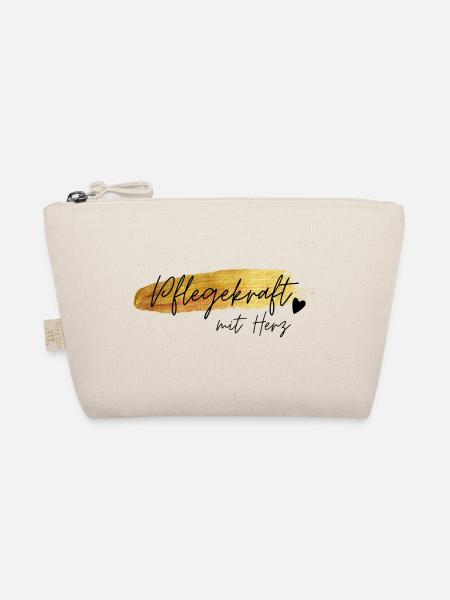 Pflegekraft mit Herz Goldschrift Geschenk Jubiläum - Bio-Täschchen - Natur