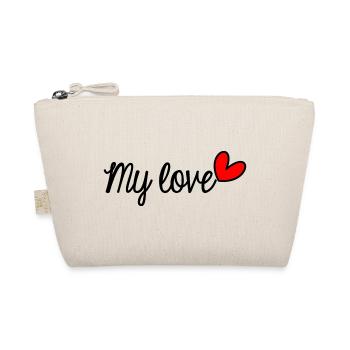 HERZ. HERZ. VALENTINSTAG. LIEBE. LIEBE. PAAR. - Bio-Täschchen - Natur - Vorne