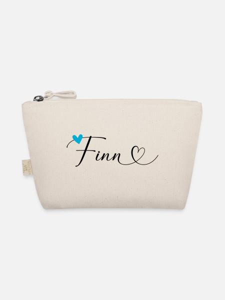 Finn Name Vorname Kalligrafieherz - Bio-Täschchen - Natur - Vorne