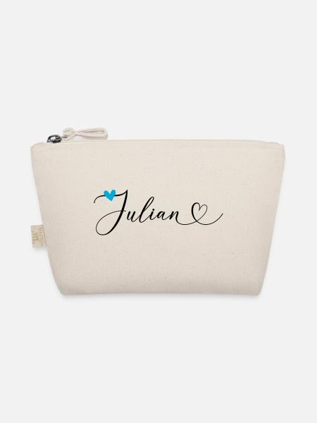 Julian Name Vorname Kalligrafieherz - Bio-Täschchen - Natur - Vorne