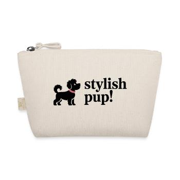 Adorable Black Puppy with Pink Collar - Organic Pouch - nature - Front