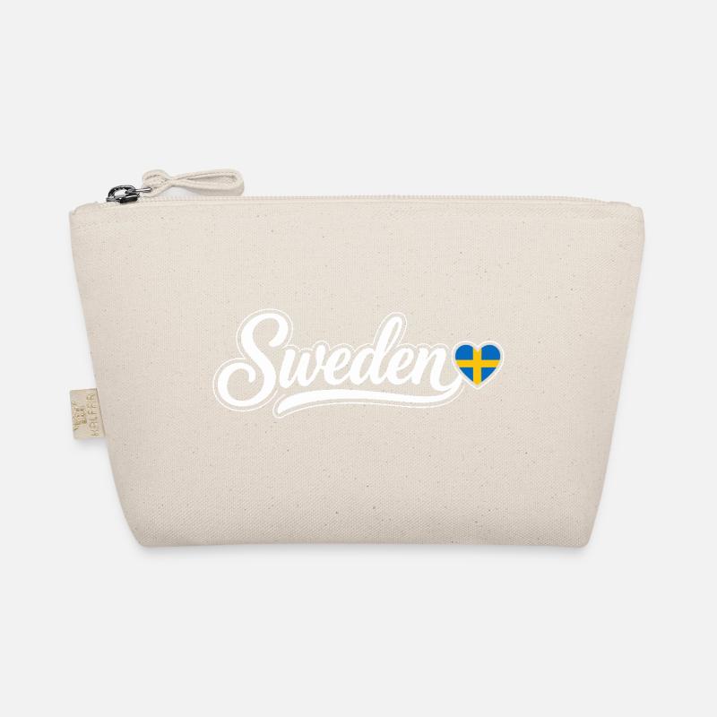 Schwedisches Skript mit Flaggenherz Fächer Patriotisch Bio-Täschchen