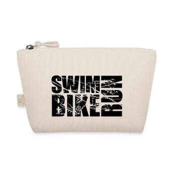 scratch tears stamp swim bike run text logo tria - Organic Pouch - nature - Front